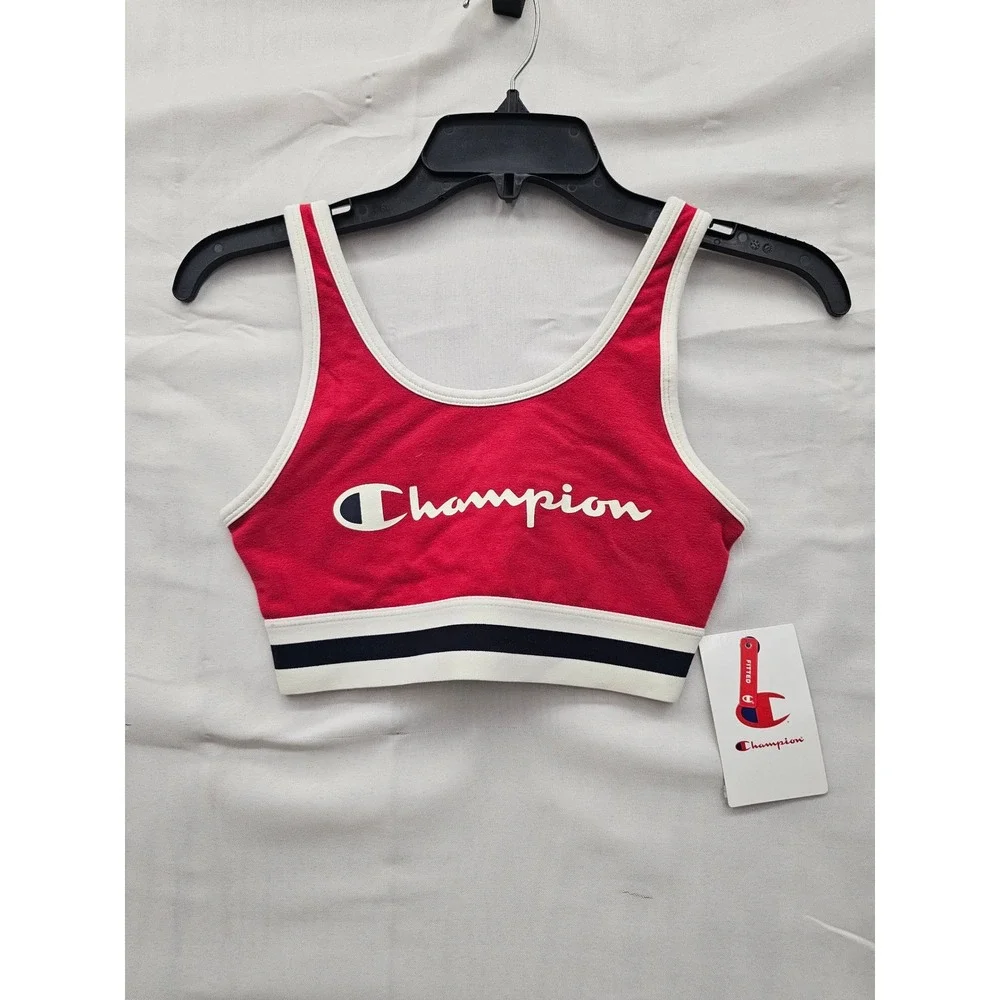 Champion Iconic Bra Top Tango Red XS CPW253BR01021 Cotton Spandex Crop Top‎
